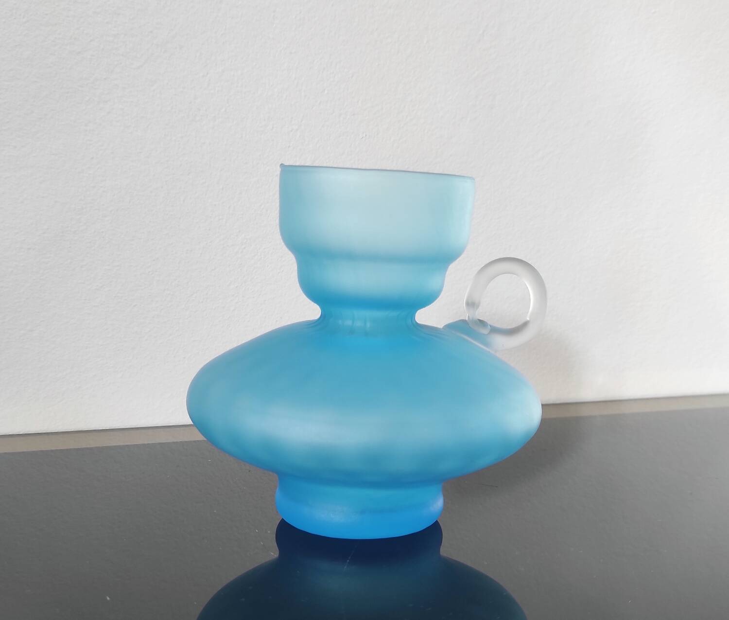 Vintage frosted glass candlestick - 60s 70s design