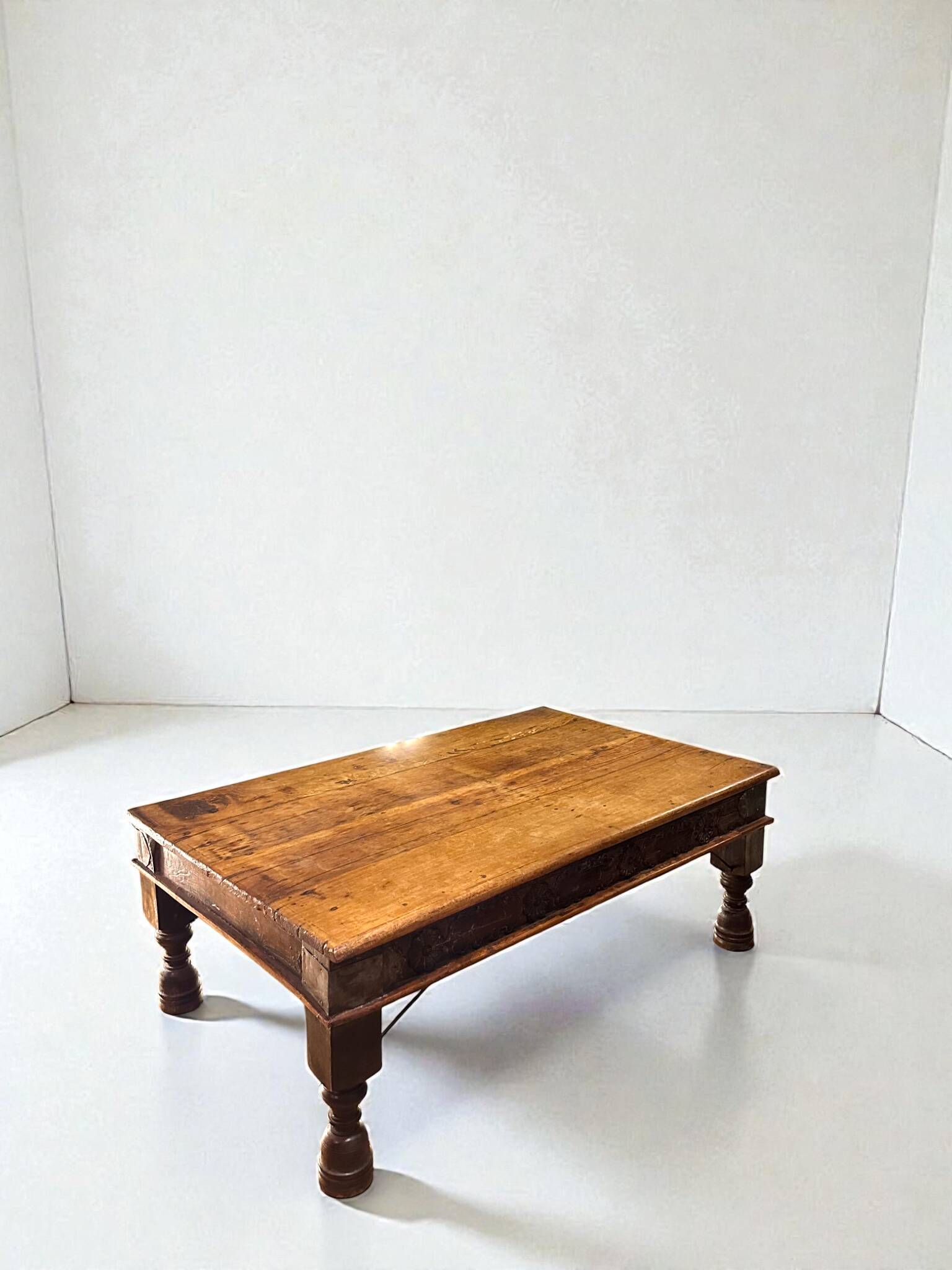 Large 19th-Century Indian Teak Low Table, Rajasthan