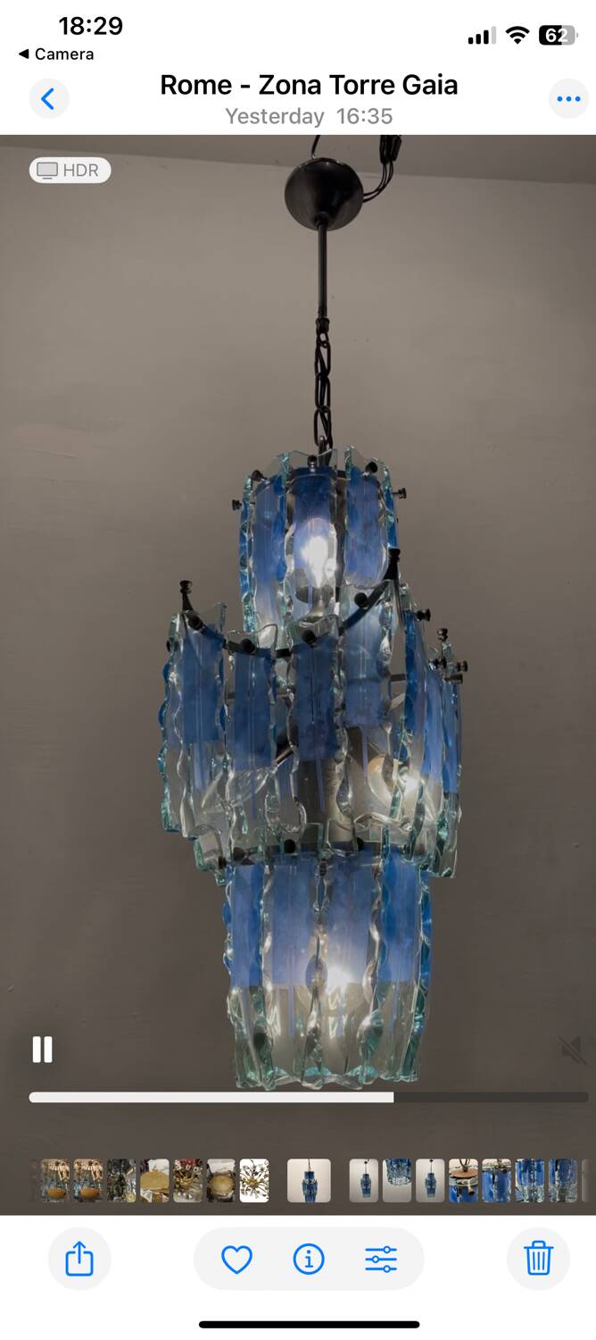 Midcentury Glass Blue Light Pendant 1970’s