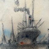 Tableau peinture "vue du port"