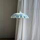Vintage suspension in white and blue glass with wavy edge D46 H53