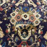 Antique Oriental rug from a nomadic tribe, 1950-1980, birds on a purple background