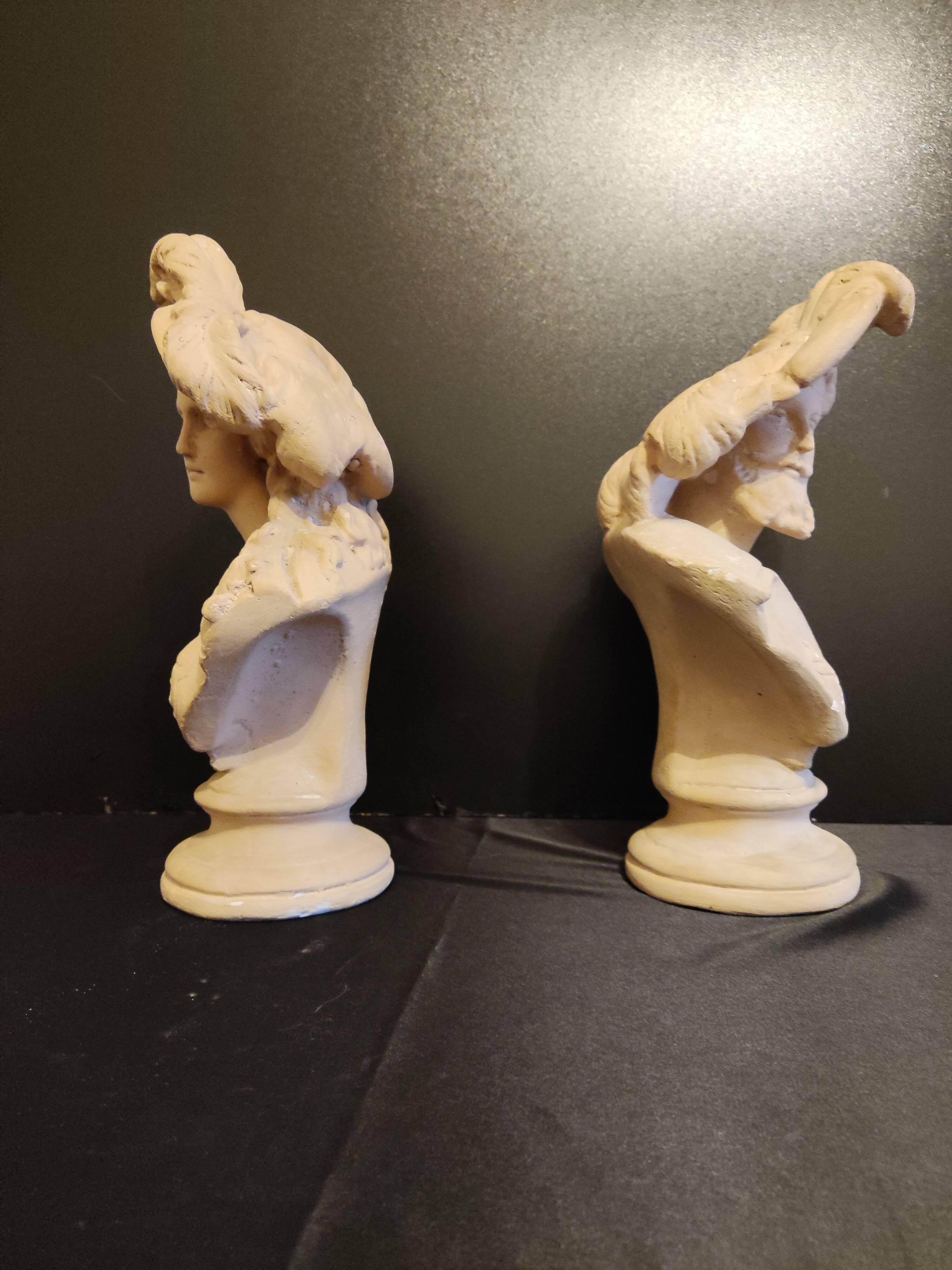 Plaster busts "margherita and faust" from the 50s