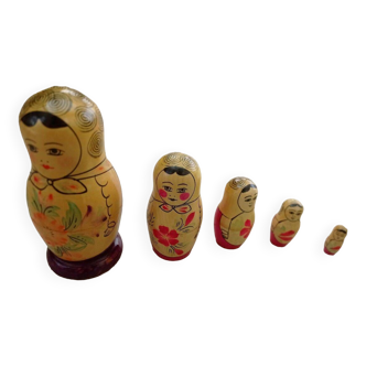 Old Russian wooden doll - USSR