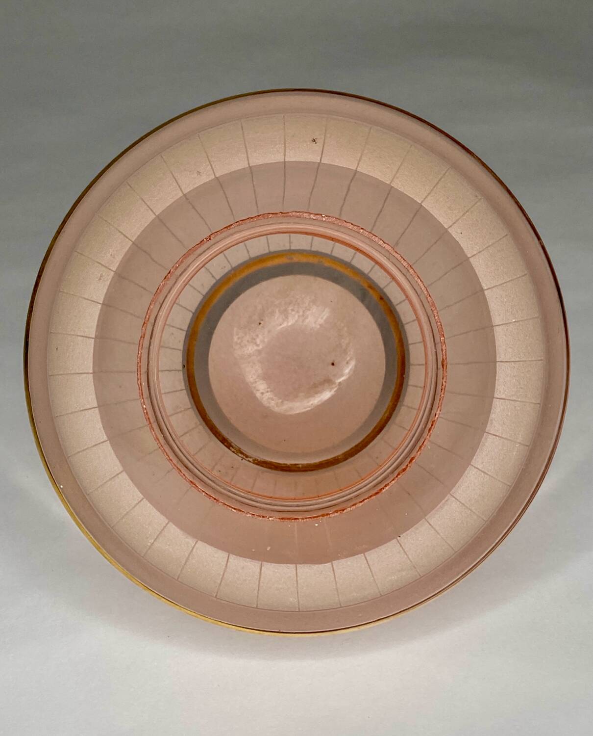Art Deco frosted glass globe amber light pink and gilding