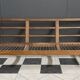 Grey fabric and wood 3 seat sofa 1960s