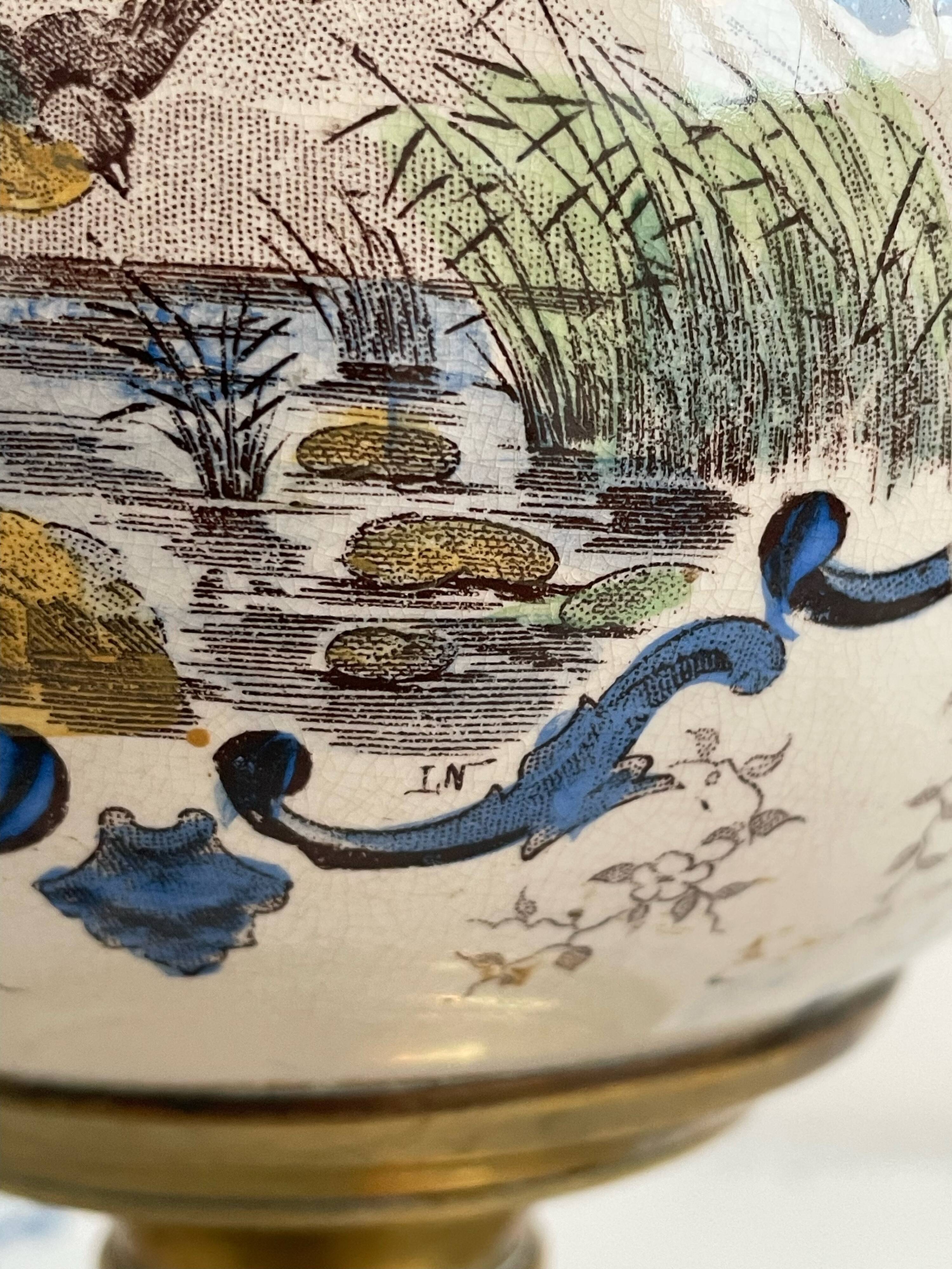 Antique lamp on earthenware vase attributed to Lunéville, monogram LN