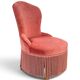 Vintage pink velvet fringed armchair