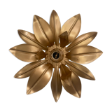 Wall lamp flower in old gold metal - 80s