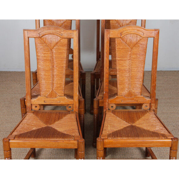 Suite de 6 chaises dans le goût de Charles Dudouyt, 1950