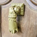 Solid bronze door knocker, hand shape, 19th century