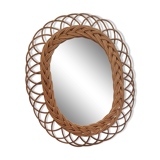Oval rattan mirror