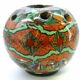 Flower spike in ball shape, glazed ceramic, signed Gerbino Vallauris.