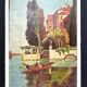 Barge on Lake Como, oil on panel, R. Corvisy, 20th century