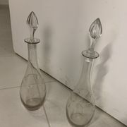 Pair of crystal wine carafes