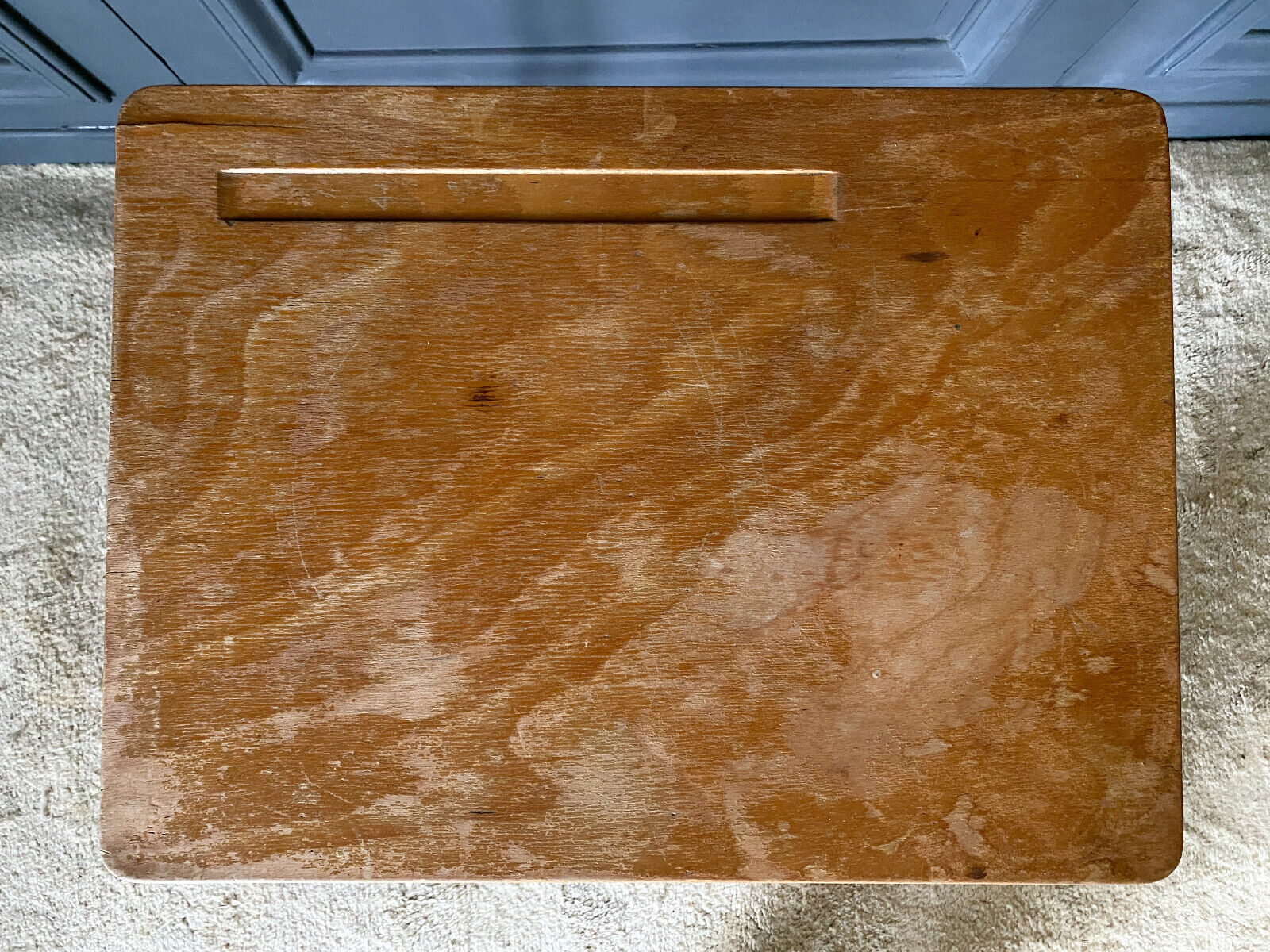 School desk 1960 white lacquered metal wooden top