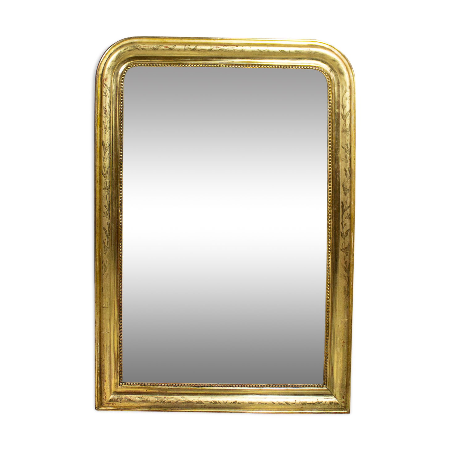Miroir doré avec gravures,  118x96cm