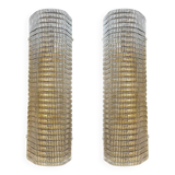 Set of Two Contemporary Smoked Diamanted Rectangular Murano Wall Sconces