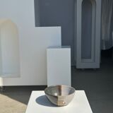 White and glossy brown two-tone ceramic bowl, matt earth