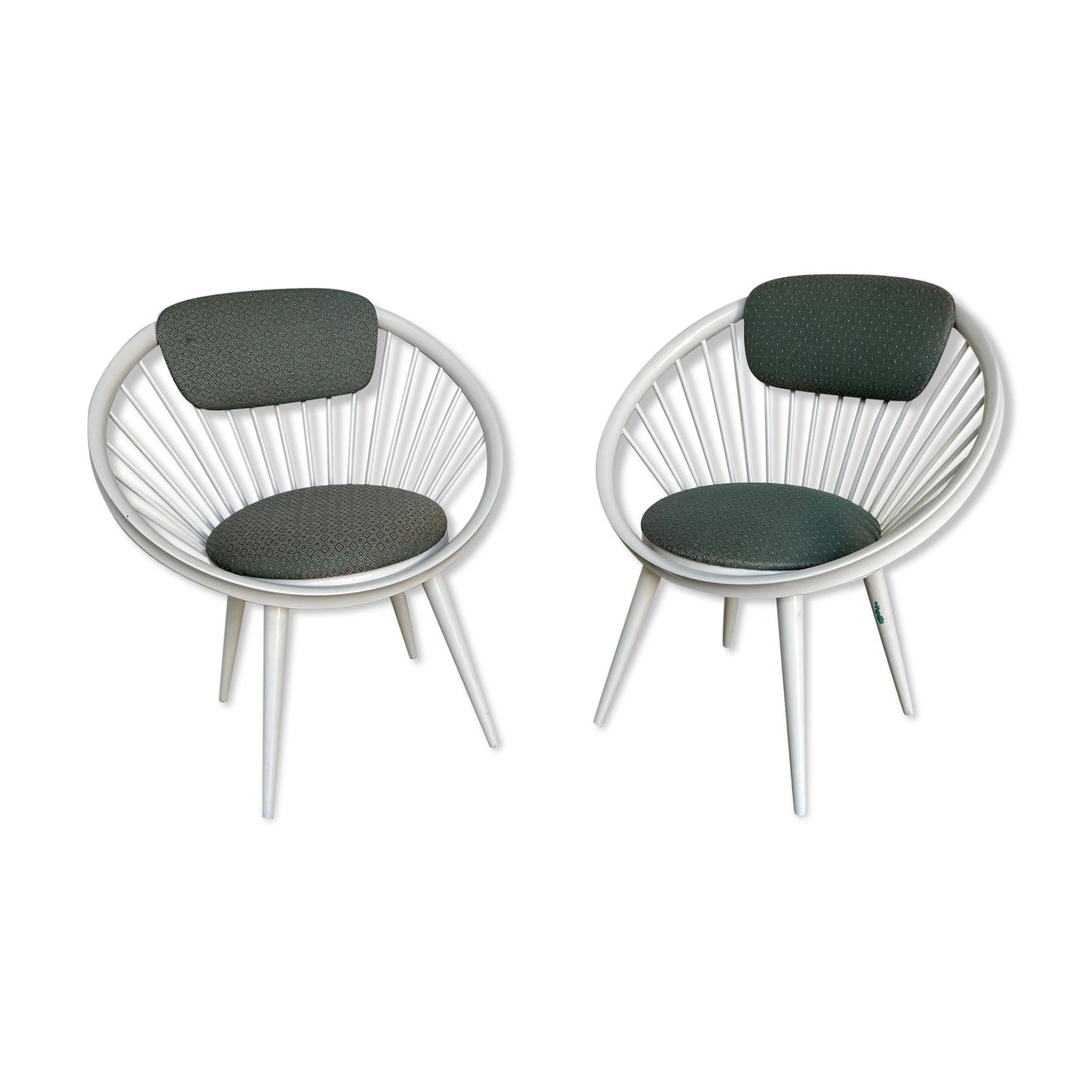 Pair of circle armchairs by Yngve Ekstrom for Swedese  1960