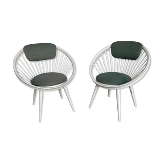 Pair of circle armchairs by Yngve Ekstrom for Swedese  1960