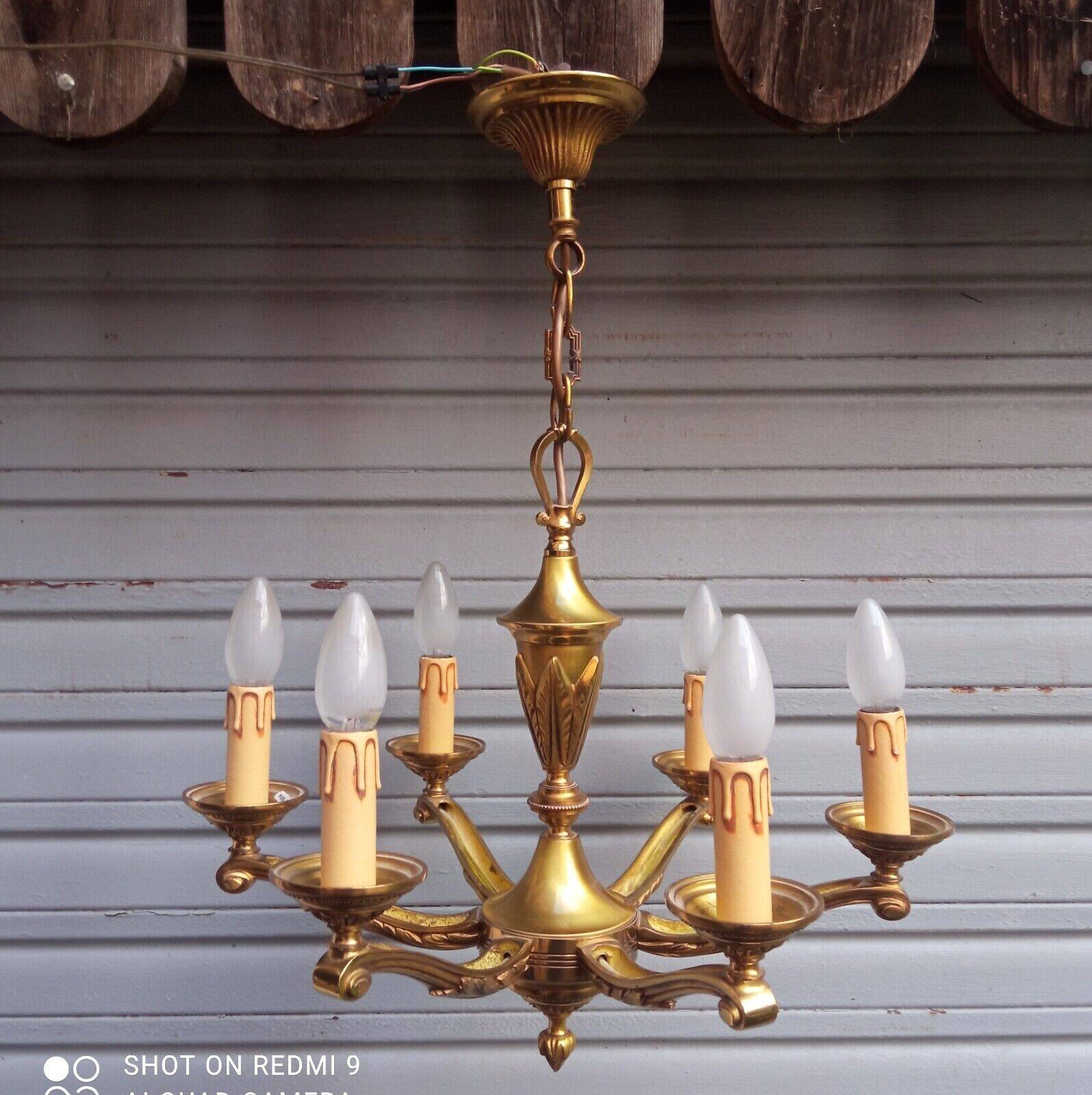 Louis XV style 6-light bronze chandelier in working order - Lucien GAU