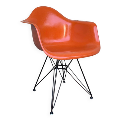 Fauteuil Eames DAR orange, base Eiffel originale, Herman Miller, 1960