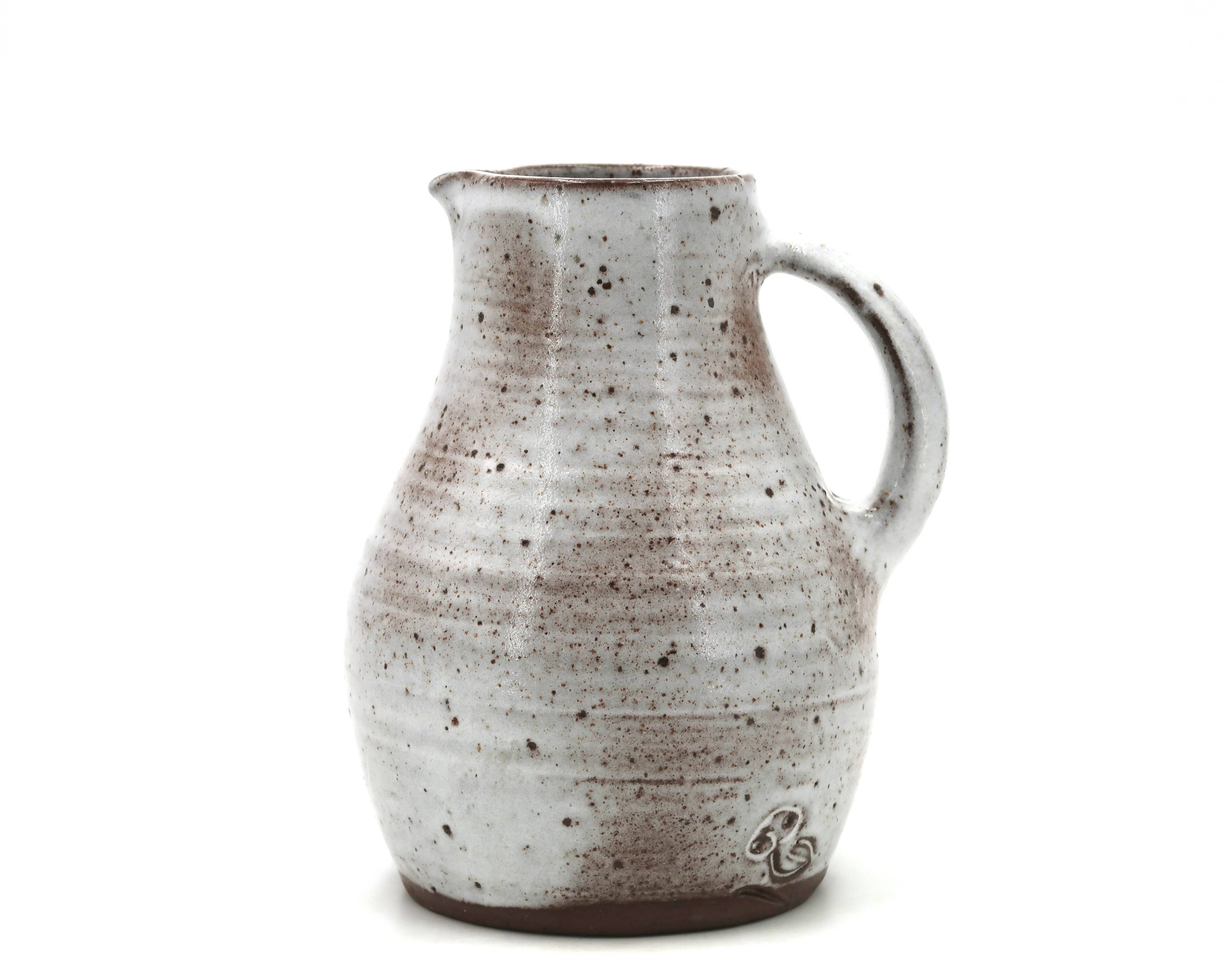 Stoneware pitcher by Jeanne and Norbert Pierlot, Ratilly, 1960s