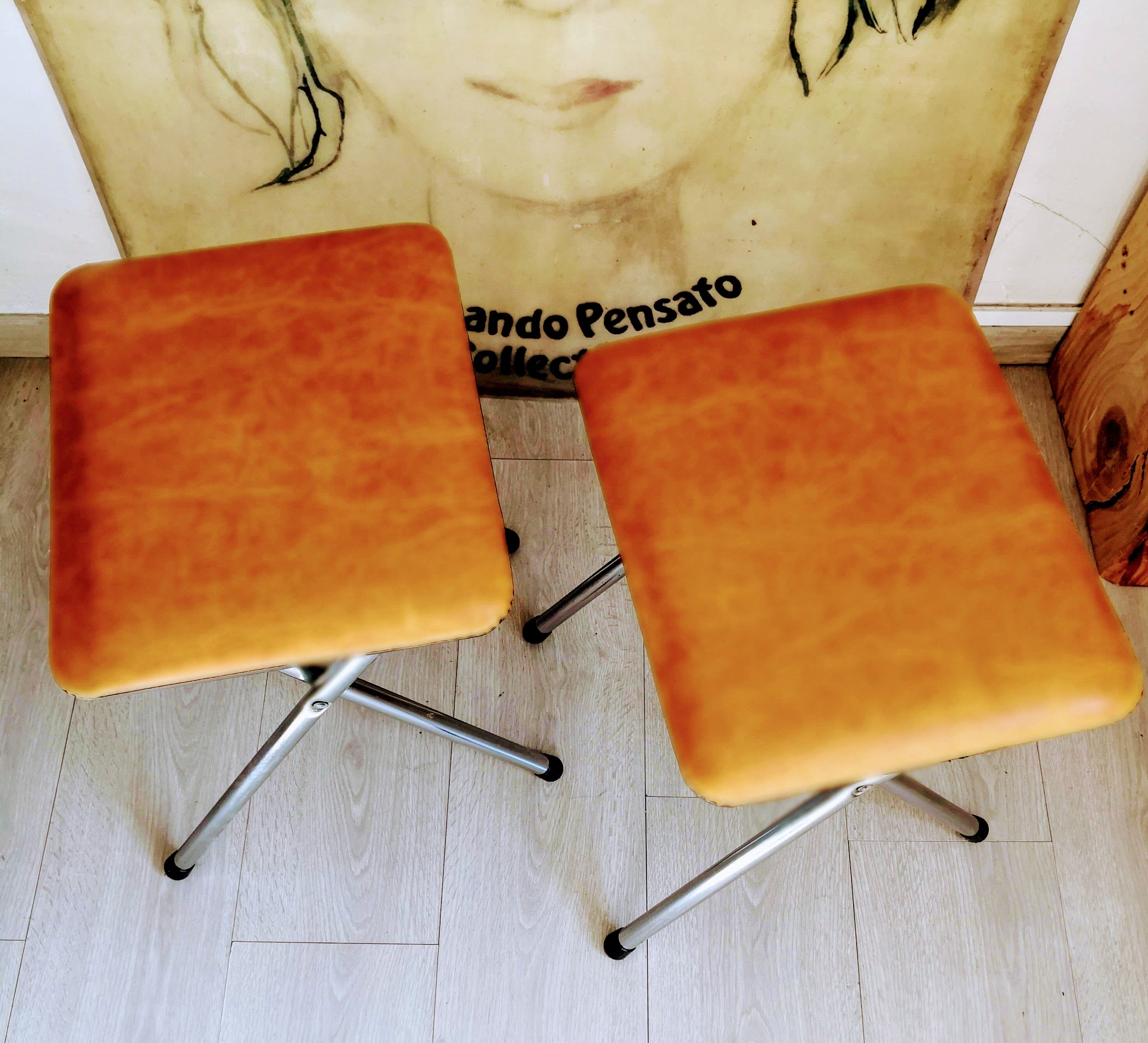 Pair of vintage folding stools