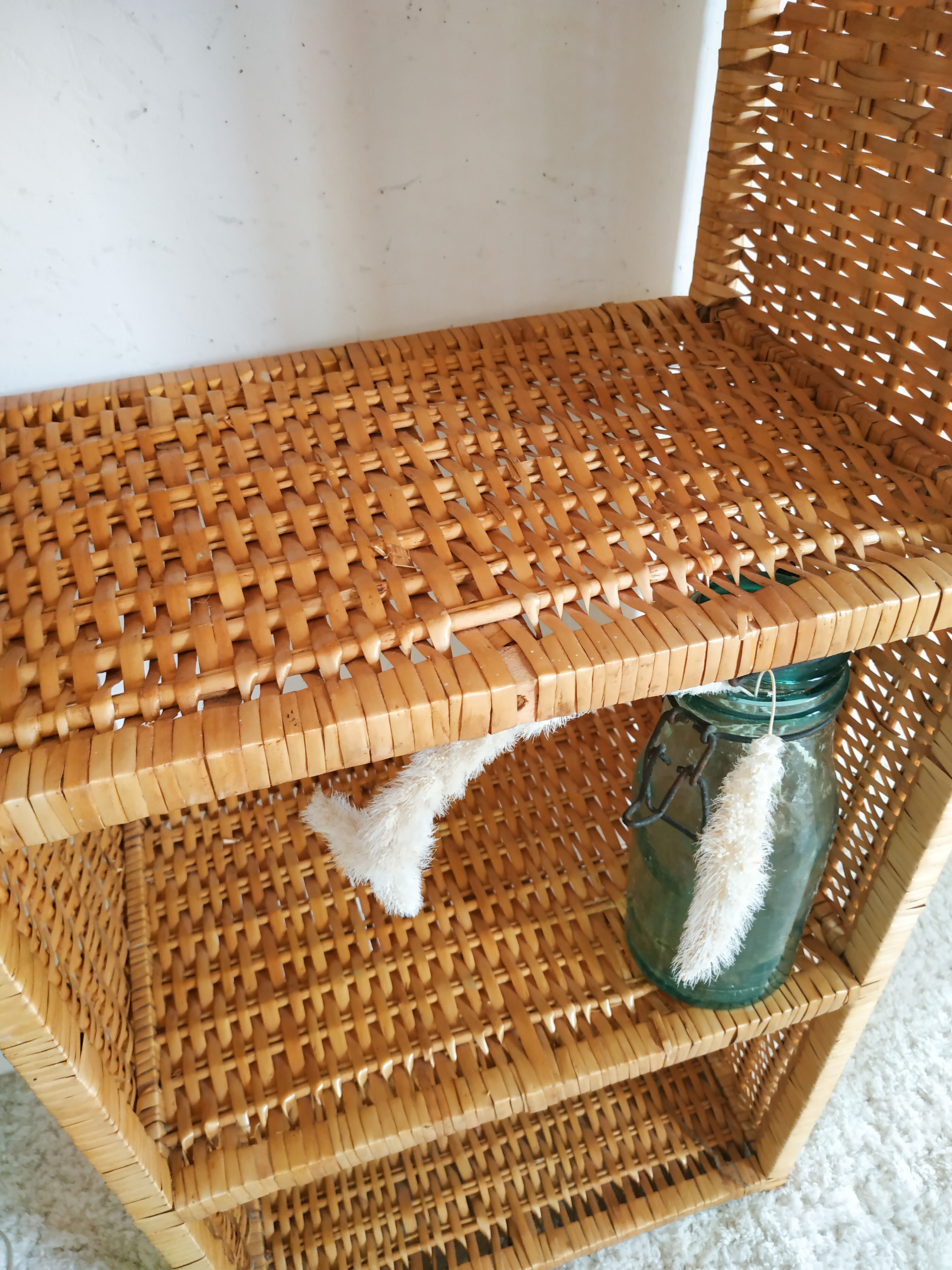 Vintage rattan shelf
