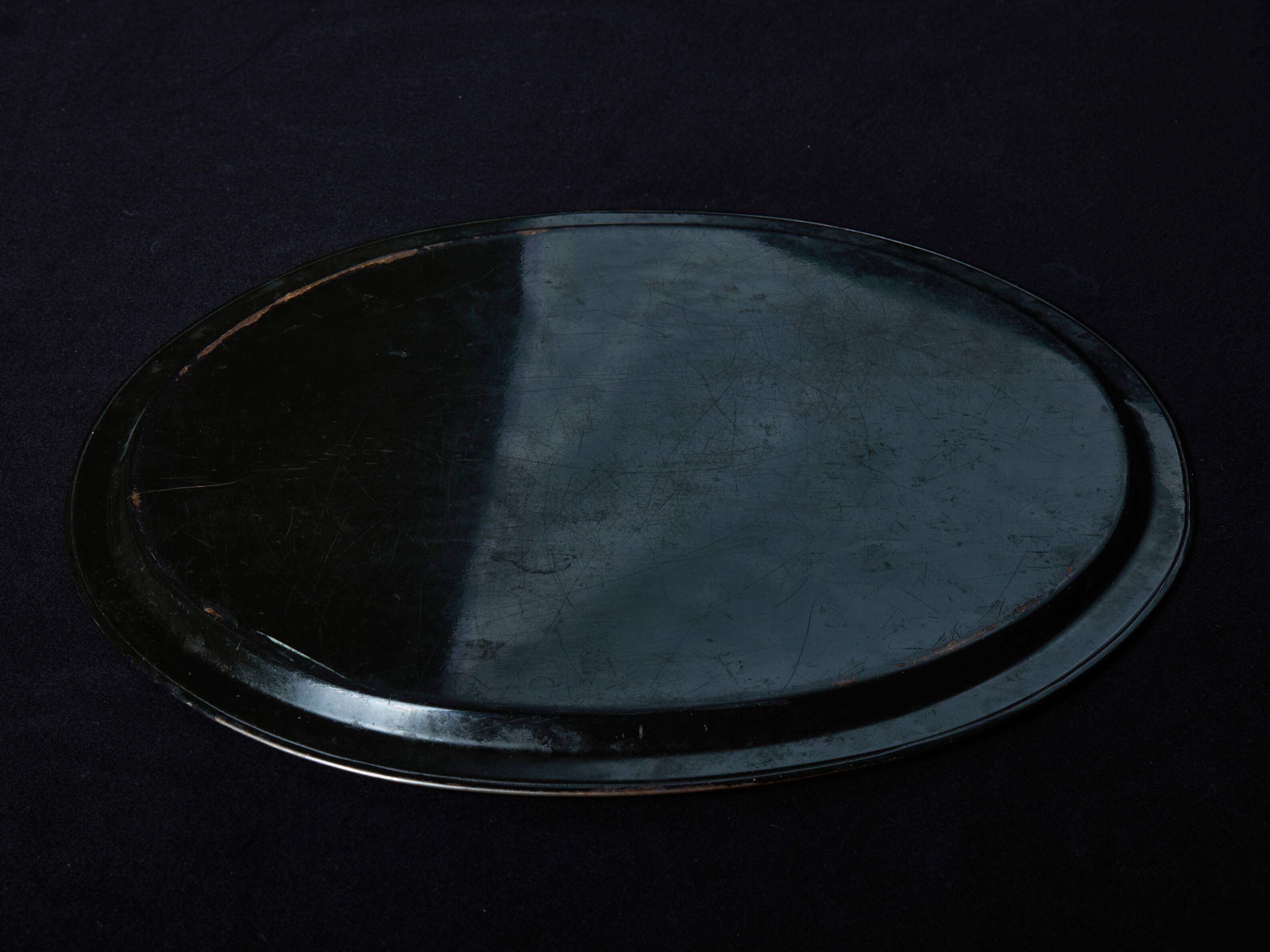 Beautiful antique hand-painted metal tray - colorful floral pattern