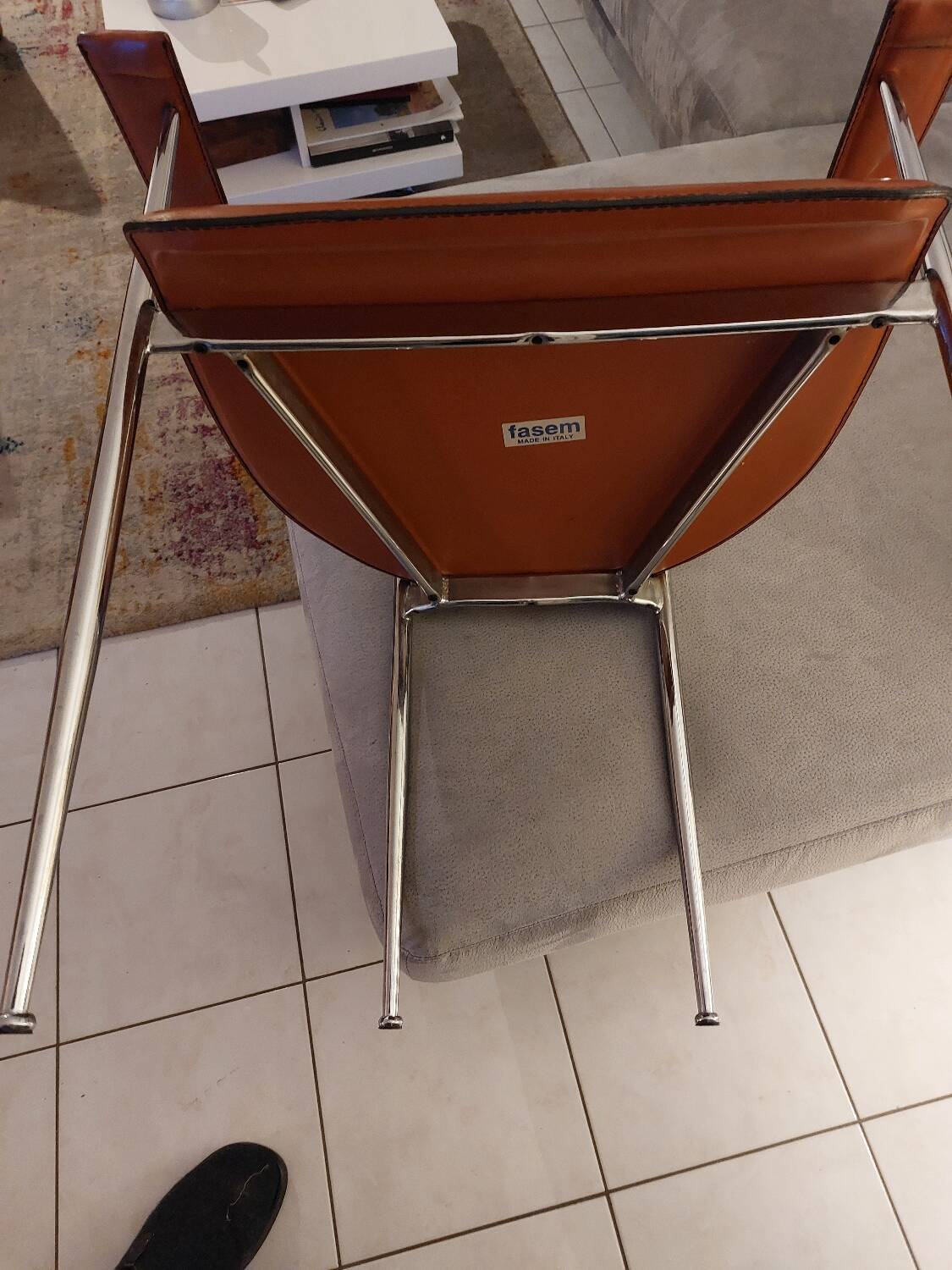 Chaise en cuir et inox Fasem
