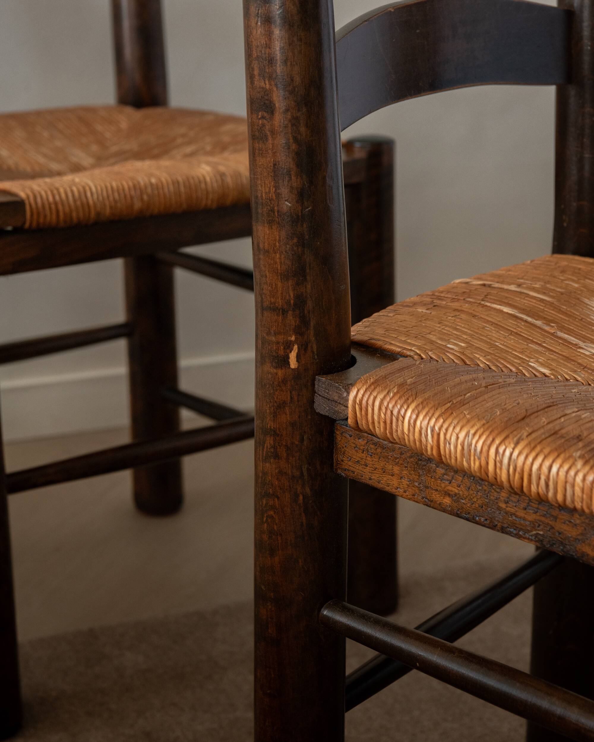 Vintage French Brutalist Dining Chairs by Georges Robert, 1950s, Set of 6