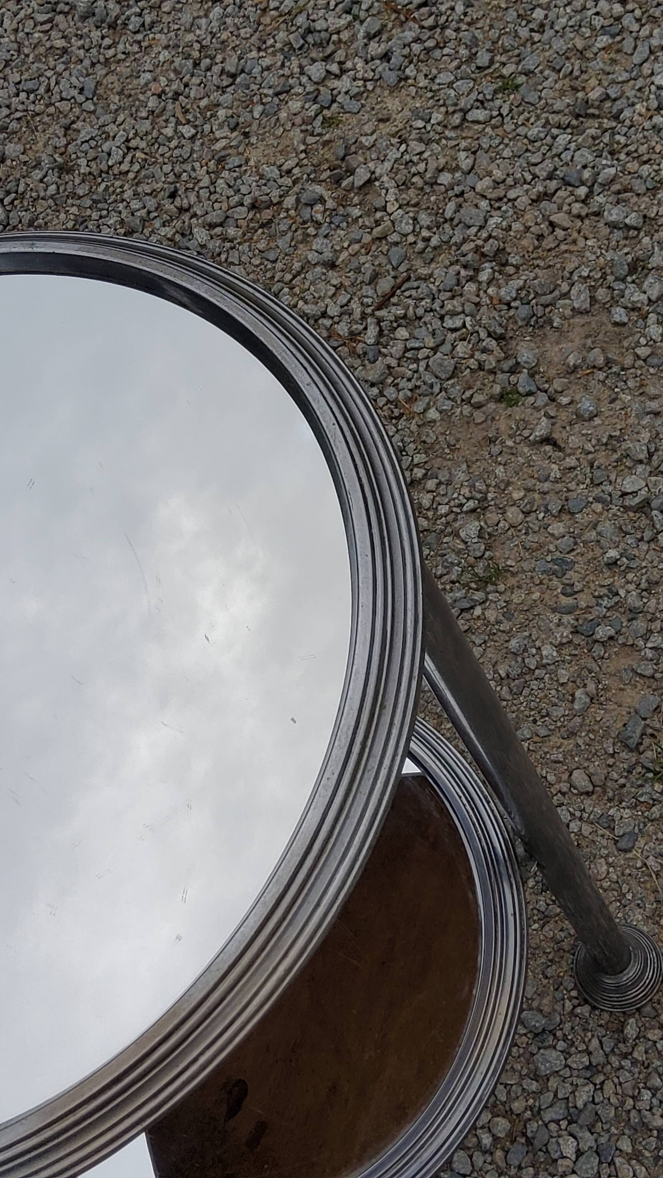 Art Deco side table, end table in chromed metal and mirror, 1930