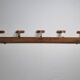 Vintage wall mounted coat rack in wood and metal, 4 hooks, 100 cm