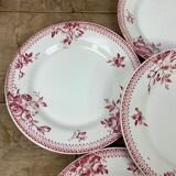 Lot of 6 plates porcelain model Gien "Pomponnette"
