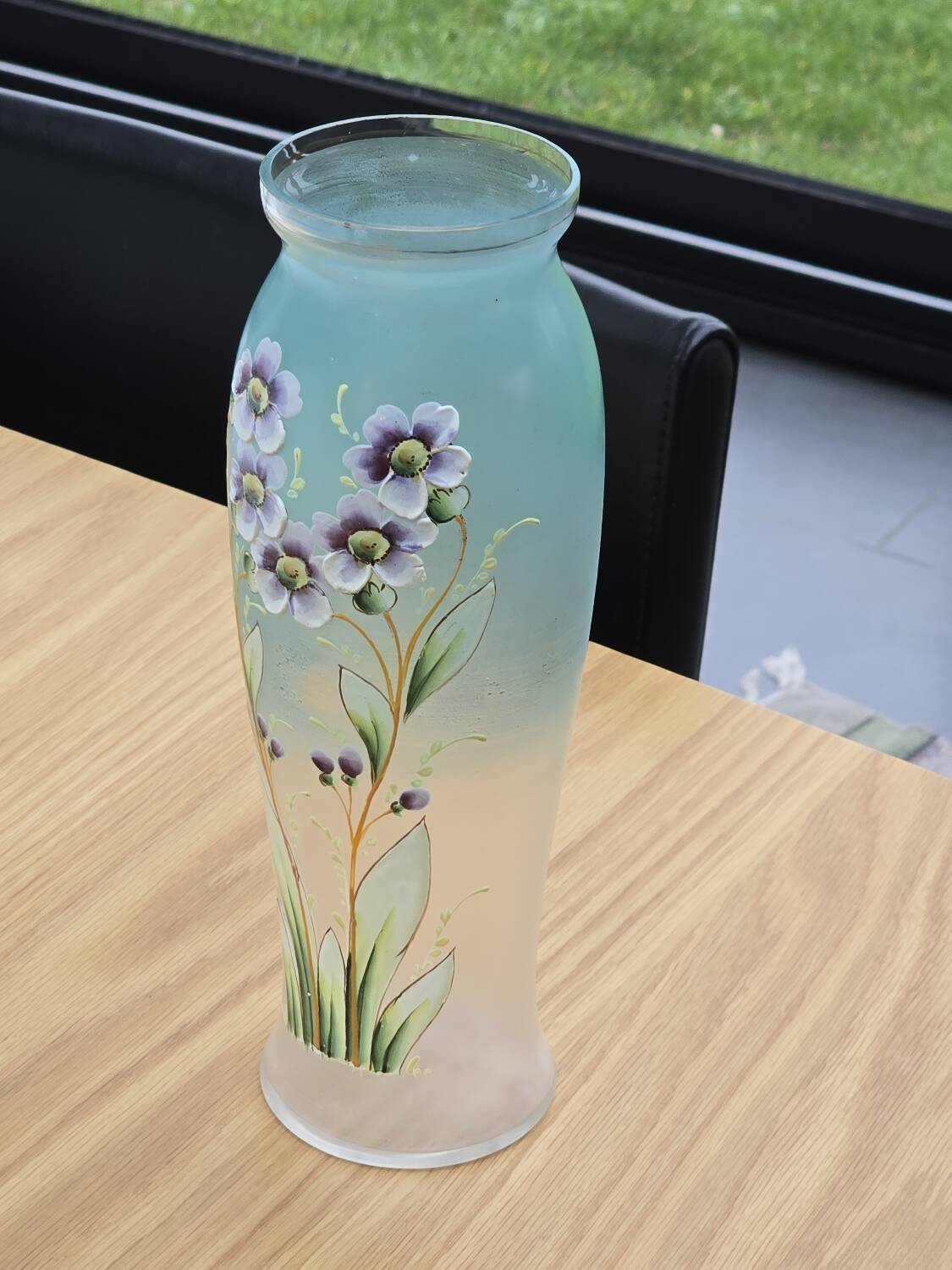 Glass vase with enamel flowers circa 1900