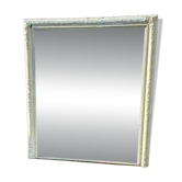 Miroir en bois et stuc blanc cassé