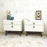 Pair of bedside tables with compass feet
