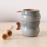 Set of 2 sandstone cups, artisanal pottery, vintage, 1980