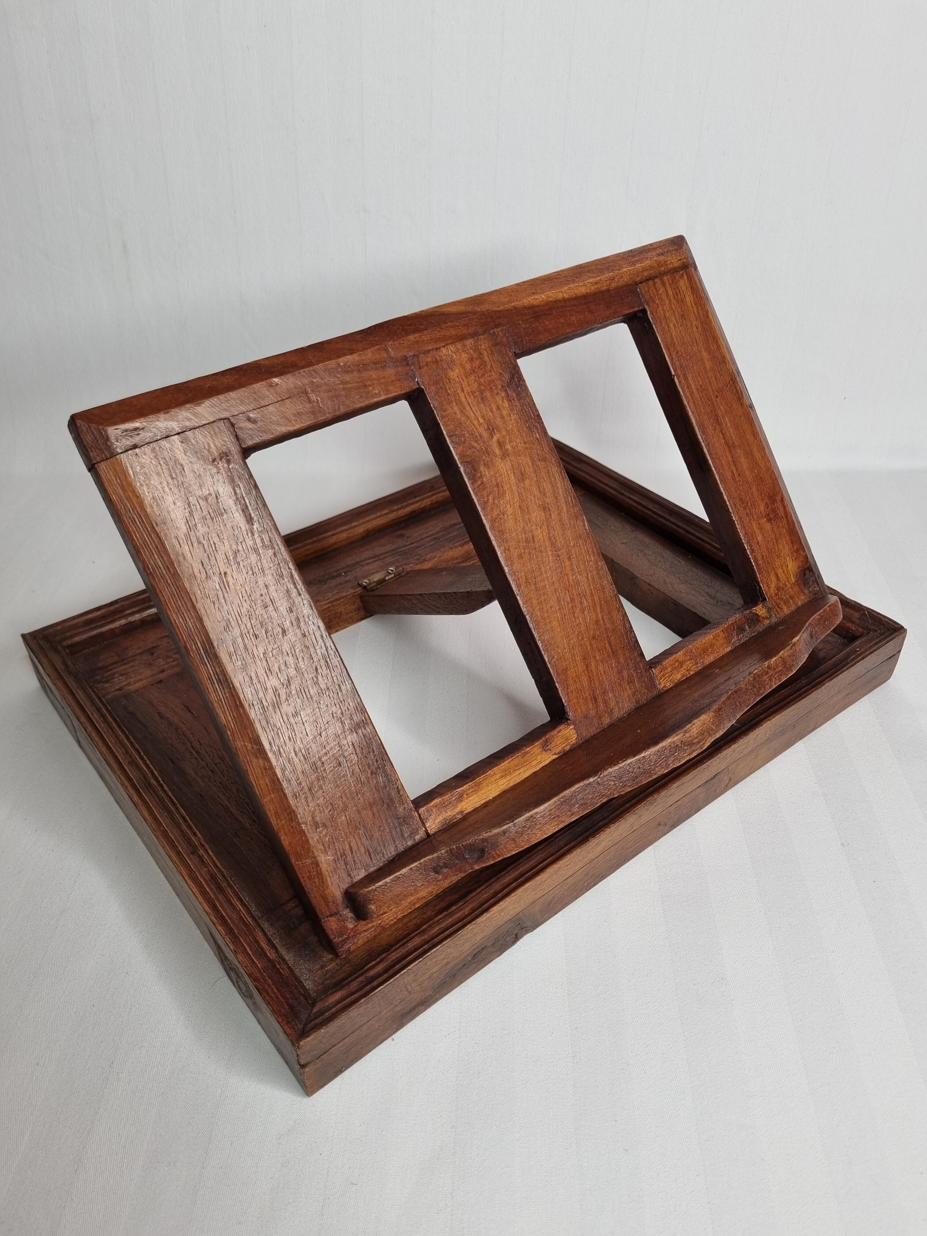 Solid oak reading desk, adjustable