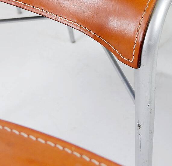 Set of 6 of italian vintage Arrben dining chairs, 1980s - Cognac Leather