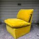 Vintage 80s yellow velvet armchair