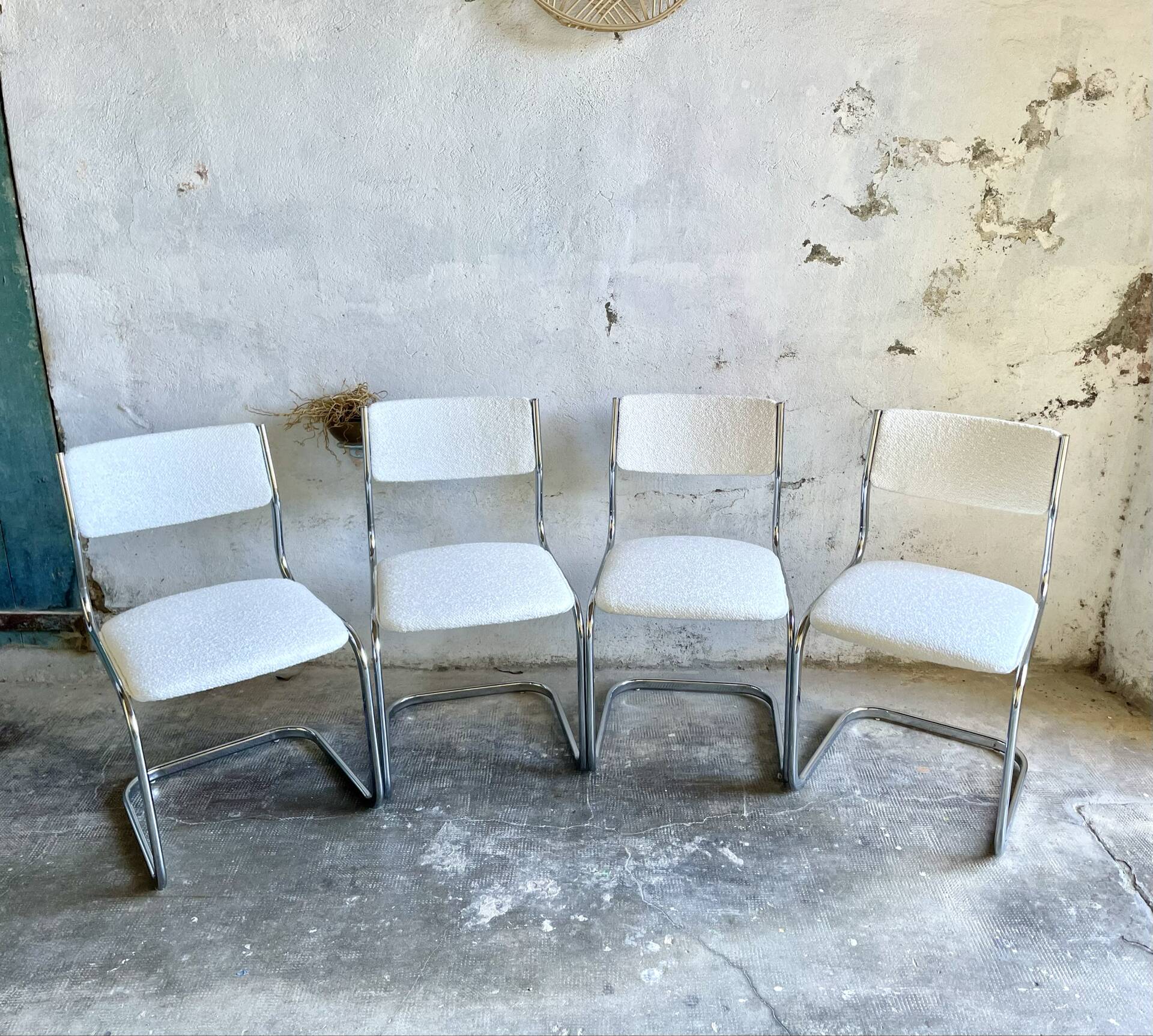 Chaises vintage cantilever - structure chrome - années 70