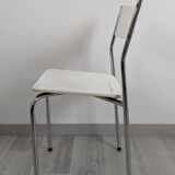 Modernist chair in chrome metal and white laminate, 1960s style.