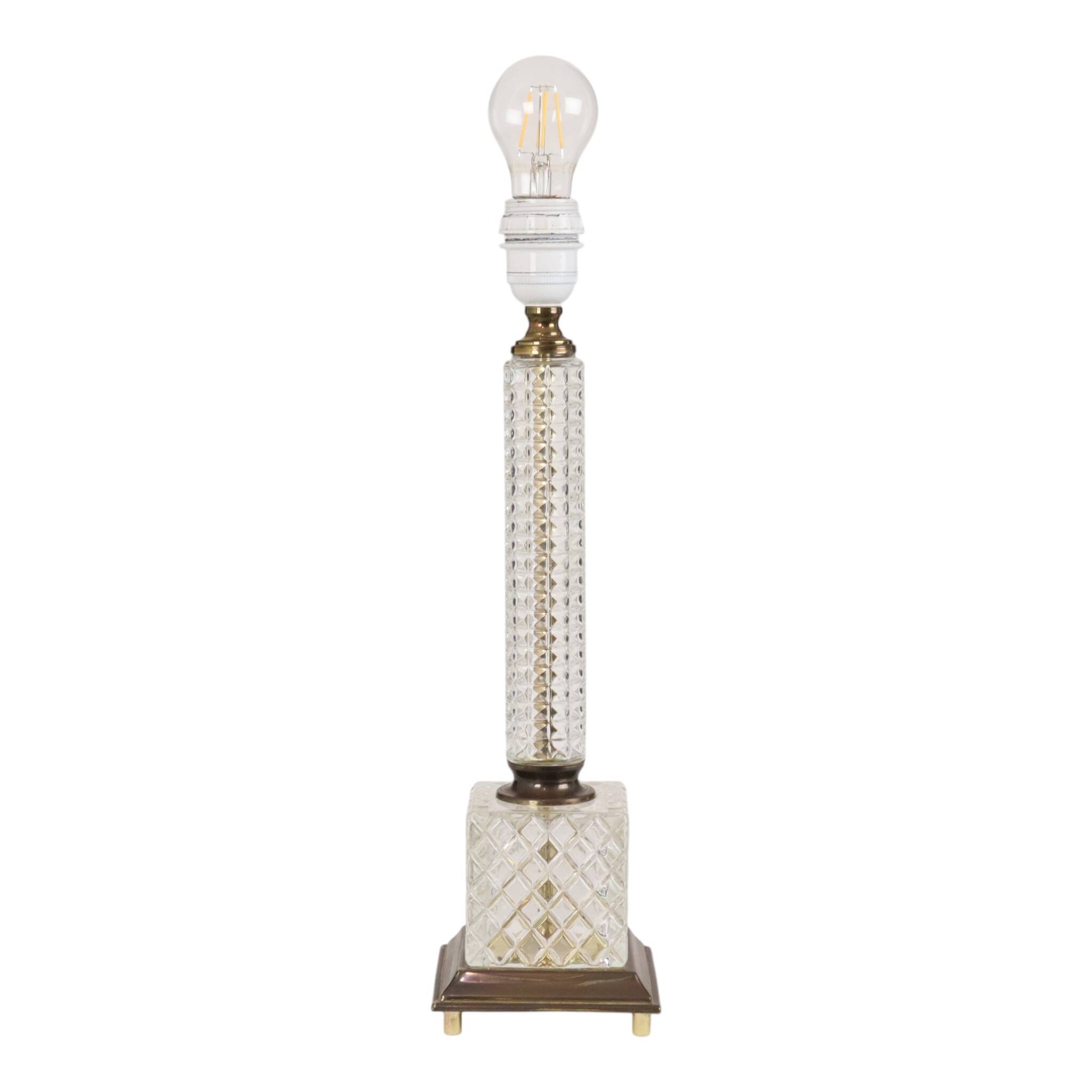 Vintage Classic Glass Table Lamp – Massive – 1980s