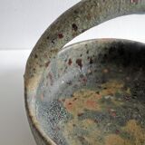 Old terracotta basket signed Campo Piano Orezza Corsican pottery Vintage 1960