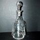 Carafe Art Nouveau en verre soufflé gravé à l'acide - décor de chardons ondulants 1900