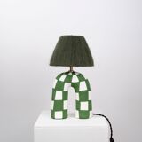'You' Table Lamp - Green Checkerboard