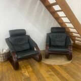 Pair of Scandinavian armchairs with a footrest from the NELO brand
